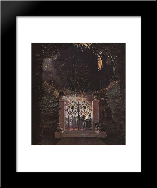 Fireworks In The Park 20x24 Black Modern Wood Framed Art Print Poster by Somov, Konstantin