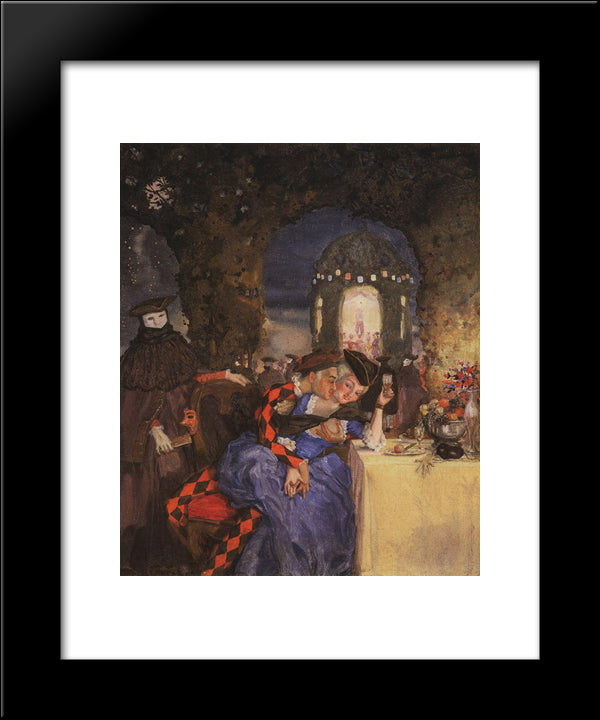 Gallant Scene (In The Garden) 20x24 Black Modern Wood Framed Art Print Poster by Somov, Konstantin