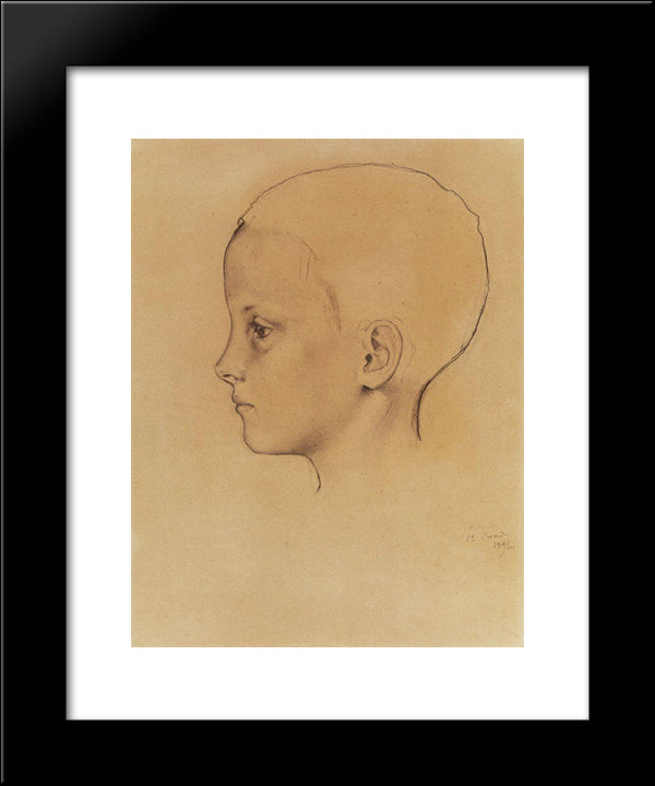 Girl Olia 1 20x24 Black Modern Wood Framed Art Print Poster by Somov, Konstantin