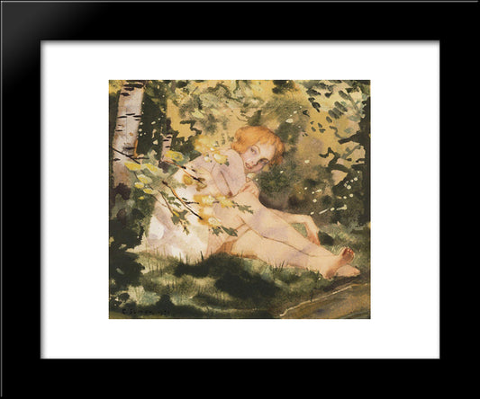 Girl Under The Sun 20x24 Black Modern Wood Framed Art Print Poster by Somov, Konstantin