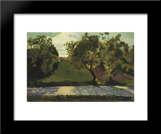 Green Slope On The Road. Martyshkino 20x24 Black Modern Wood Framed Art Print Poster by Somov, Konstantin