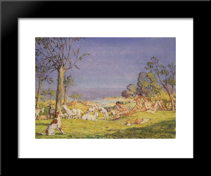 Illustration To The Novel Daphnis And Chloe 1 20x24 Black Modern Wood Framed Art Print Poster by Somov, Konstantin