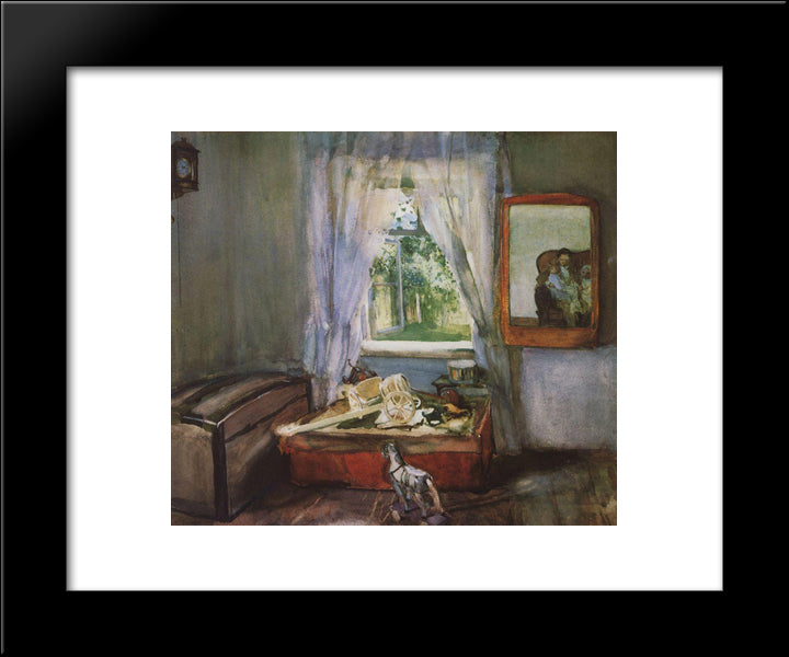 In The Nursery 20x24 Black Modern Wood Framed Art Print Poster by Somov, Konstantin