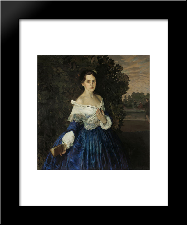 Lady In Blue. Portrait Of The Artist Yelizaveta Martynova 20x24 Black Modern Wood Framed Art Print Poster by Somov, Konstantin