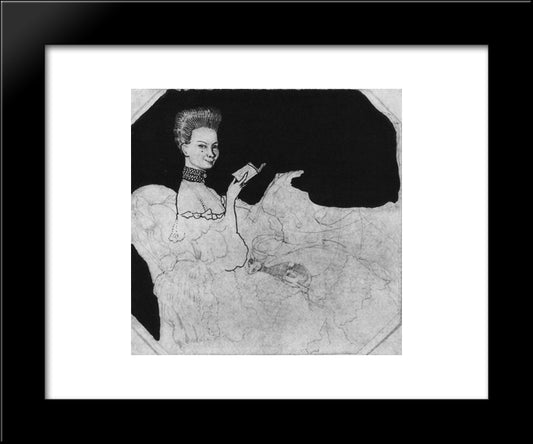 Lady With The Dog 20x24 Black Modern Wood Framed Art Print Poster by Somov, Konstantin