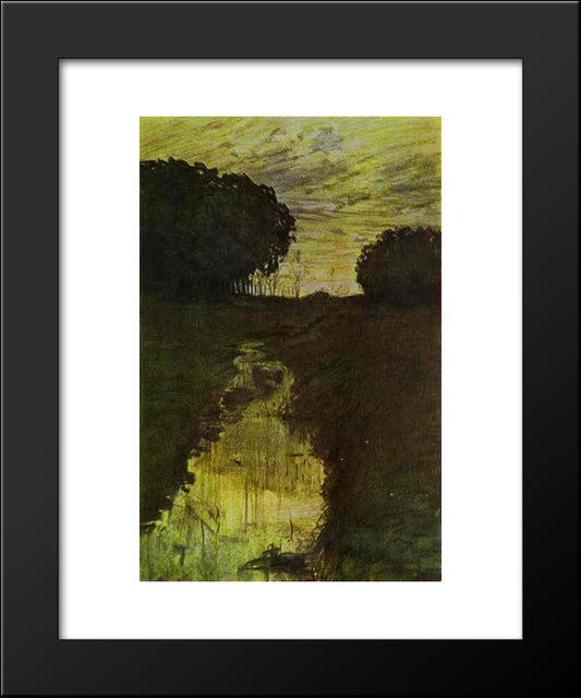 Landscape In The Evening. Martyshkino 20x24 Black Modern Wood Framed Art Print Poster by Somov, Konstantin