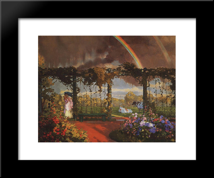 Landscape With A Rainbow 20x24 Black Modern Wood Framed Art Print Poster by Somov, Konstantin