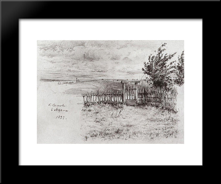 Landscape With A Wicket 20x24 Black Modern Wood Framed Art Print Poster by Somov, Konstantin