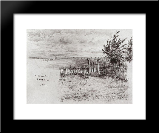 Landscape With A Wicket 20x24 Black Modern Wood Framed Art Print Poster by Somov, Konstantin