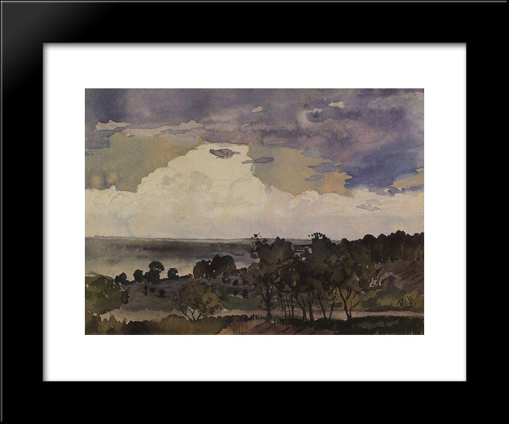 Landscape With Lake 20x24 Black Modern Wood Framed Art Print Poster by Somov, Konstantin