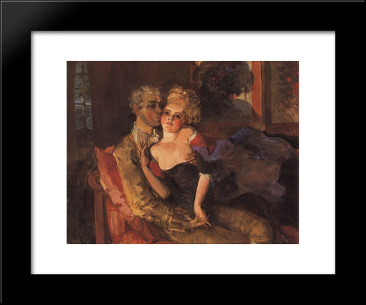 Lovers. Evening 20x24 Black Modern Wood Framed Art Print Poster by Somov, Konstantin