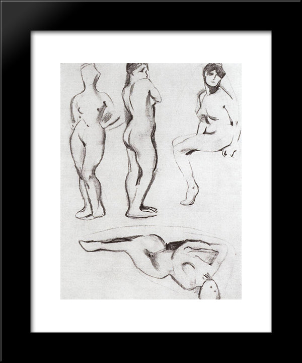Models 2 20x24 Black Modern Wood Framed Art Print Poster by Somov, Konstantin