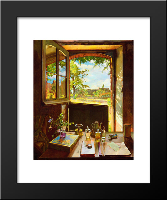 Open Door On A Garden 20x24 Black Modern Wood Framed Art Print Poster by Somov, Konstantin