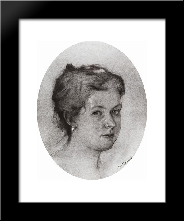 Portrait A. Somova-Mikhailova 20x24 Black Modern Wood Framed Art Print Poster by Somov, Konstantin