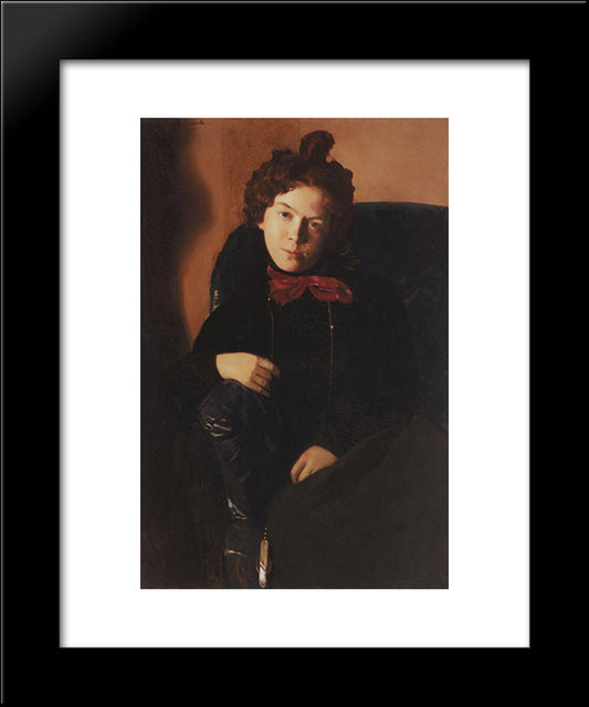 Portrait Of Anna Ostroumova-Lebedeva 20x24 Black Modern Wood Framed Art Print Poster by Somov, Konstantin