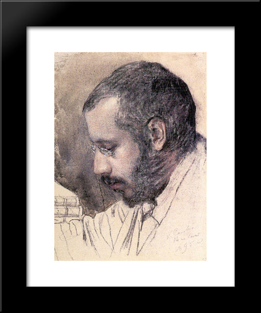 Portrait Of Artist A. Benua 20x24 Black Modern Wood Framed Art Print Poster by Somov, Konstantin