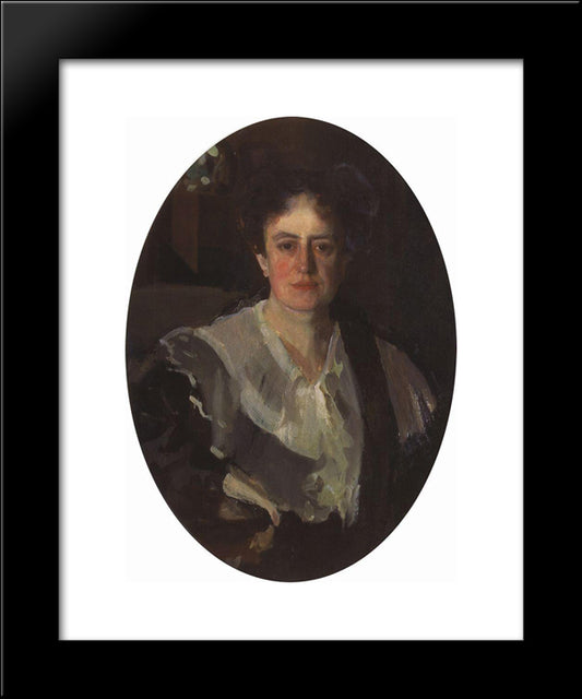 Portrait Of Artist E. Zvantseva 20x24 Black Modern Wood Framed Art Print Poster by Somov, Konstantin