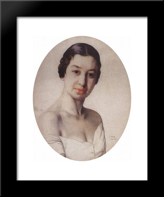 Portrait Of B. Popova (Paris) 20x24 Black Modern Wood Framed Art Print Poster by Somov, Konstantin