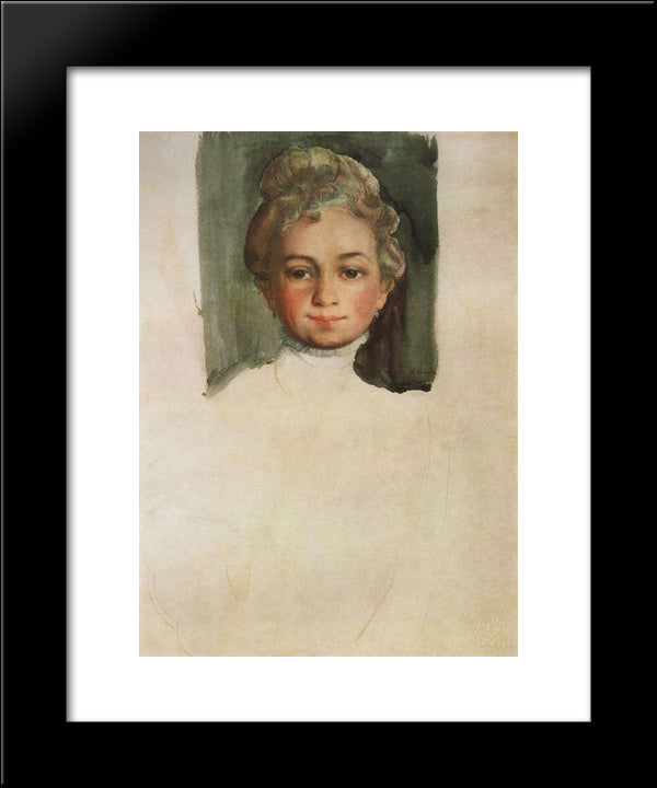 Portrait Of E. Vladimirskaya 20x24 Black Modern Wood Framed Art Print Poster by Somov, Konstantin