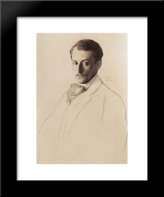 Portrait Of Eugine Lanceray 20x24 Black Modern Wood Framed Art Print Poster by Somov, Konstantin