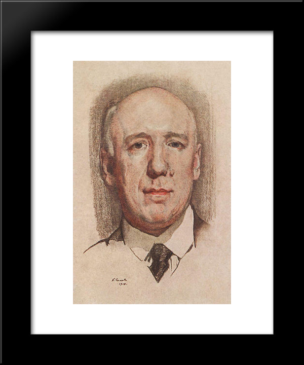 Portrait Of F. Sologub 20x24 Black Modern Wood Framed Art Print Poster by Somov, Konstantin