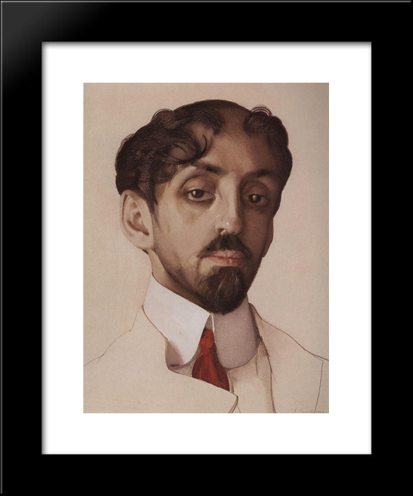 Portrait Of M. Kuzmin 20x24 Black Modern Wood Framed Art Print Poster by Somov, Konstantin