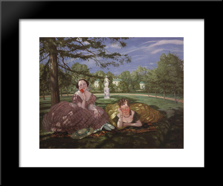 Two Ladies In The Park 20x24 Black Modern Wood Framed Art Print Poster by Somov, Konstantin