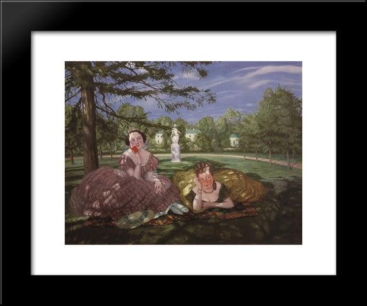 Two Ladies In The Park 20x24 Black Modern Wood Framed Art Print Poster by Somov, Konstantin