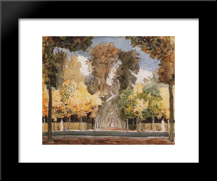 Versailles Park In Autumn 20x24 Black Modern Wood Framed Art Print Poster by Somov, Konstantin