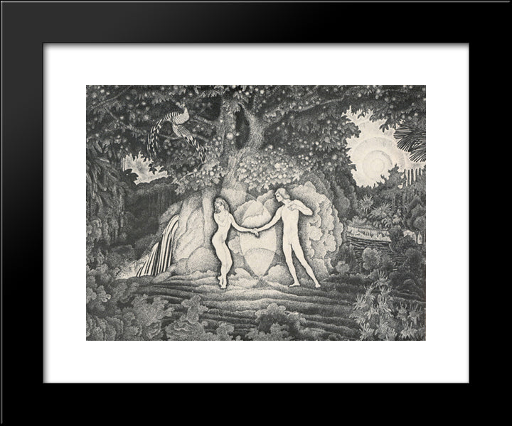 Adam And Eve 20x24 Black Modern Wood Framed Art Print Poster by Yuon, Konstantin