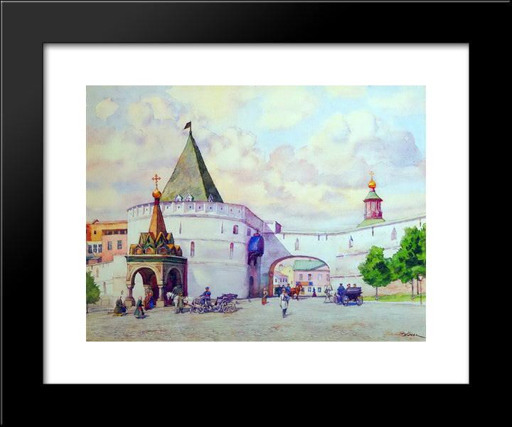 Barbara'S Gate 20x24 Black Modern Wood Framed Art Print Poster by Yuon, Konstantin
