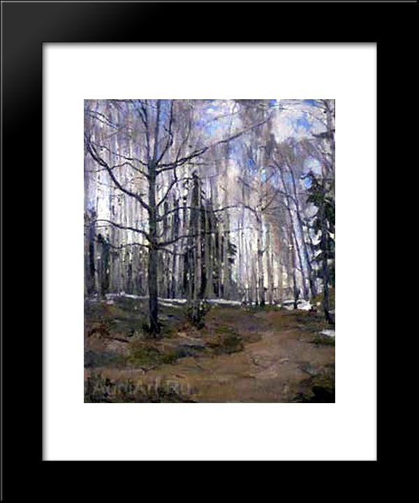 Birch Forest 20x24 Black Modern Wood Framed Art Print Poster by Yuon, Konstantin