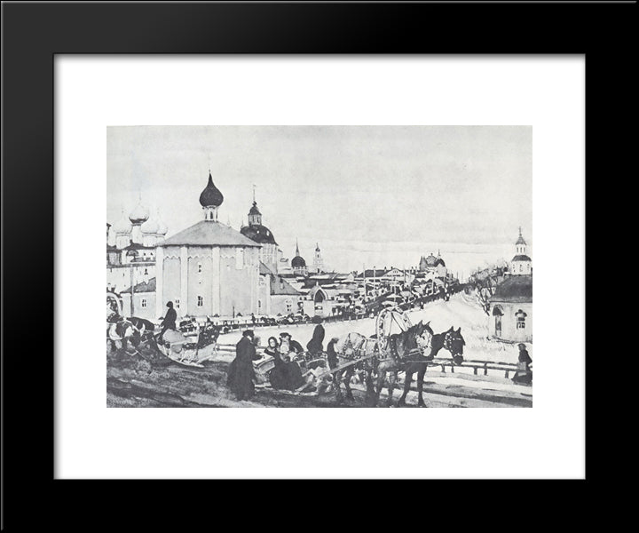 Depart From Troitsa 20x24 Black Modern Wood Framed Art Print Poster by Yuon, Konstantin