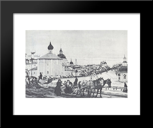 Depart From Troitsa 20x24 Black Modern Wood Framed Art Print Poster by Yuon, Konstantin
