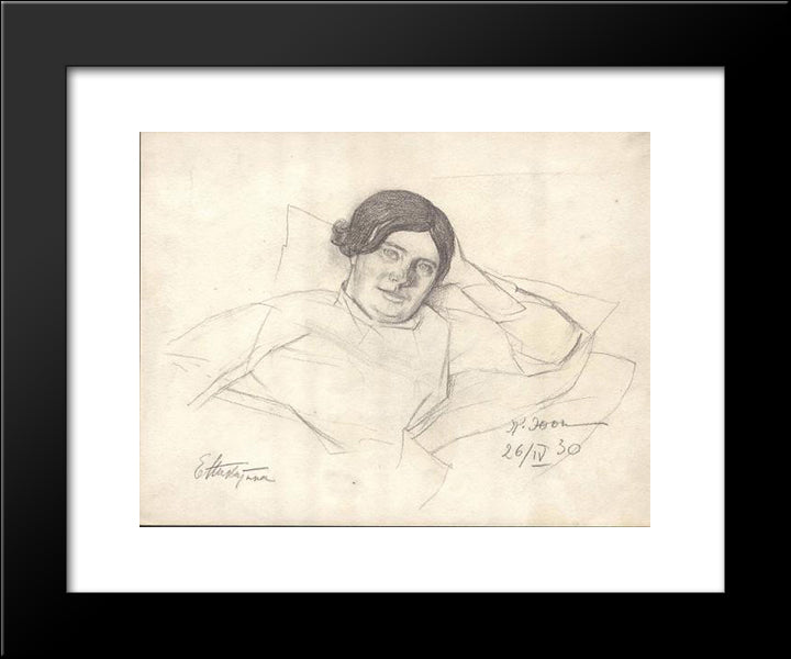 E.F. Nikitina 20x24 Black Modern Wood Framed Art Print Poster by Yuon, Konstantin