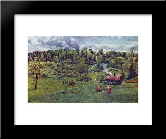 Green May 20x24 Black Modern Wood Framed Art Print Poster by Yuon, Konstantin