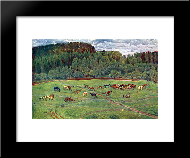 Herd 20x24 Black Modern Wood Framed Art Print Poster by Yuon, Konstantin