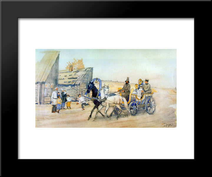 Illustration For Poem Of N.A. Nekrasov, Who Lives Well In Russia 20x24 Black Modern Wood Framed Art Print Poster by Yuon, Konstantin