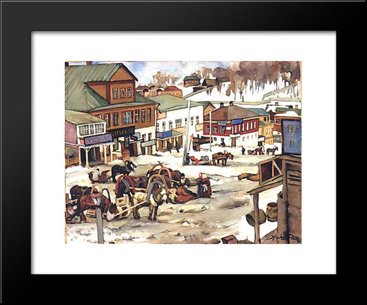 In The Monastery Tenements. Near Troitse - Sergiyev 20x24 Black Modern Wood Framed Art Print Poster by Yuon, Konstantin