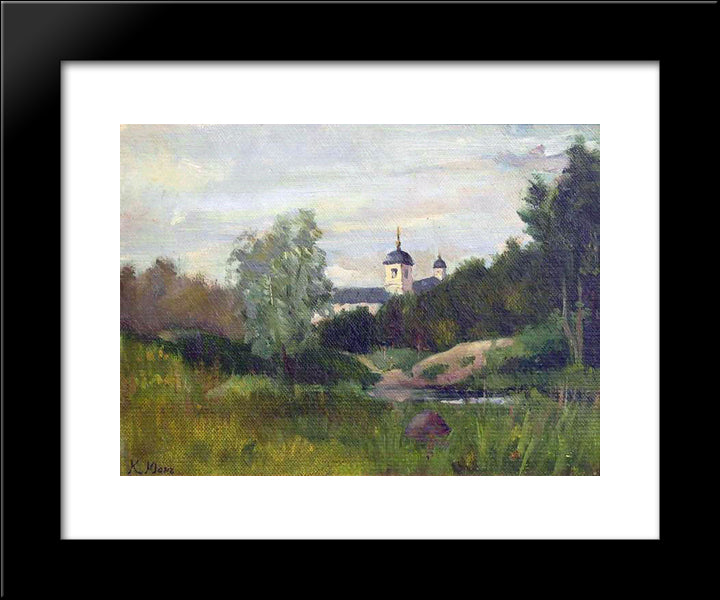 Landscape With A Church 20x24 Black Modern Wood Framed Art Print Poster by Yuon, Konstantin