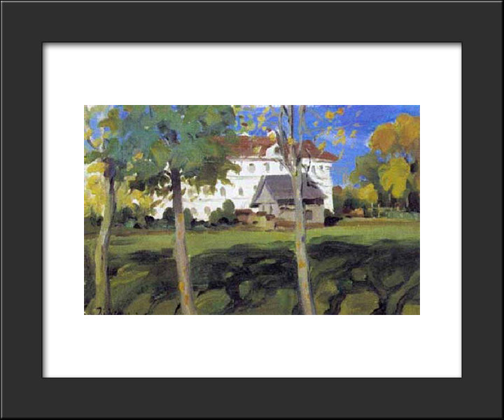 Landscape With White House 20x24 Black Modern Wood Framed Art Print Poster by Yuon, Konstantin