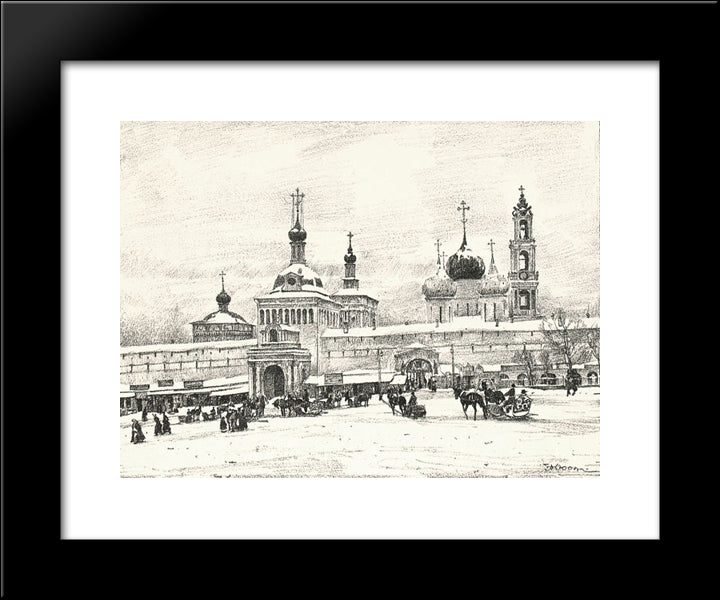 Sergiyev Posad. Near The Monastery'S Gates 20x24 Black Modern Wood Framed Art Print Poster by Yuon, Konstantin