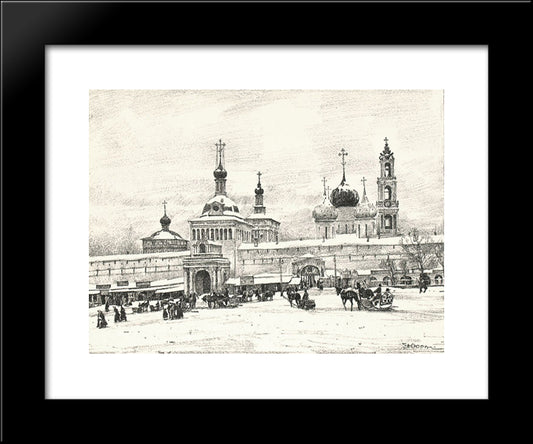Sergiyev Posad. Near The Monastery'S Gates 20x24 Black Modern Wood Framed Art Print Poster by Yuon, Konstantin