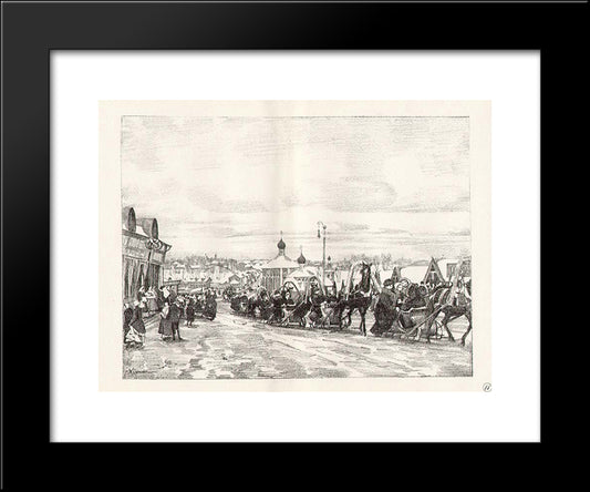 Sergiyev Posad. Pancake Riding 20x24 Black Modern Wood Framed Art Print Poster by Yuon, Konstantin