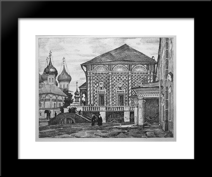 Sergiyev Posad. Refectory 20x24 Black Modern Wood Framed Art Print Poster by Yuon, Konstantin