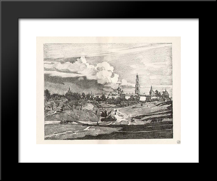 Sergiyev Posad. The Monastery'S View From The North 20x24 Black Modern Wood Framed Art Print Poster by Yuon, Konstantin