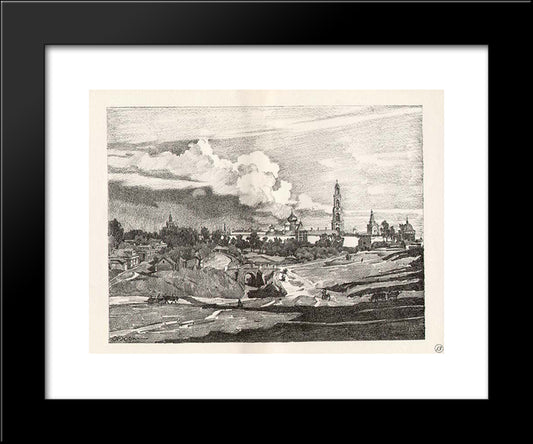 Sergiyev Posad. The Monastery'S View From The North 20x24 Black Modern Wood Framed Art Print Poster by Yuon, Konstantin