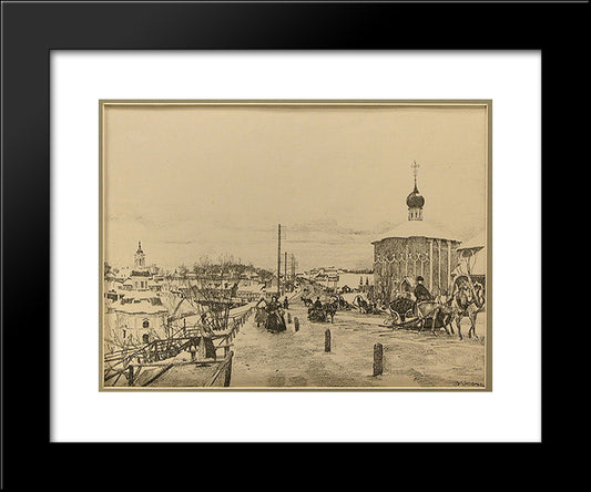 Sergiyev Posad. The Moscow Road 20x24 Black Modern Wood Framed Art Print Poster by Yuon, Konstantin