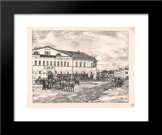 Sergiyev Posad. The Old Hotel 20x24 Black Modern Wood Framed Art Print Poster by Yuon, Konstantin