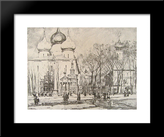Sergiyev Posad. The Uspensky Cathederal 20x24 Black Modern Wood Framed Art Print Poster by Yuon, Konstantin
